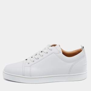 Christian Louboutin White Leather Louis Junior Low-Top Sneakers Size 44 