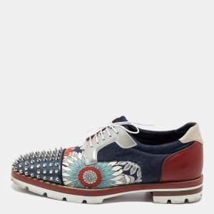 Christian Louboutin Multicolor Leather And Neoprene Luis Spiked Cap Toe Derby Size 43