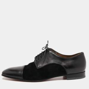 Christian Louboutin Black Leather and Suede Lace Up Derby Size 43