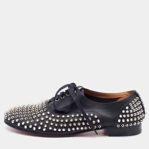 Christian Louboutin Black Leather Freddy Spikes Lace Up Oxfords Size 43