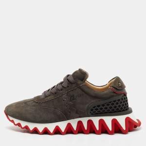 مملوكة مسبقًا Christian Louboutin Grey Suede Loubishark Lace Up Sneakers Size 40