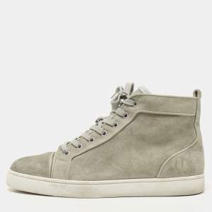 Christian Louboutin Grey Suede Louis Orlato High Top Sneakers Size 41.5 