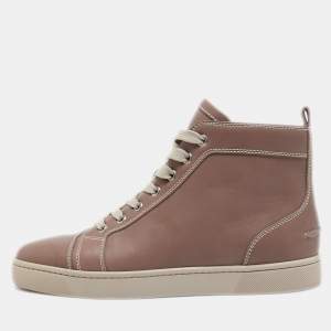 Christian Louboutin Beige Leather Louis High Top Sneakers Size 40