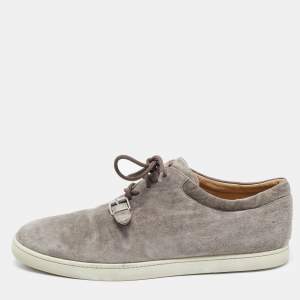 Christian Louboutin Grey Suede Buckle Low Top Sneakers Size 43