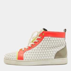 Christian Louboutin Tricolor Patent and Leather Louis Spikes High Top Sneakers Size 44