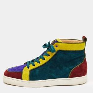 Christian Louboutin Tricolor Suede And Leather Rantus Orlato High Top Sneakers Size 43