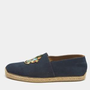 Christian Louboutin Navy Blue Canvas Cario Loubi Espadrilles Size 45