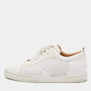 Christian Louboutin White Leather Elastikid Sneakers Size 43