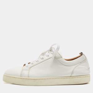 Christian Louboutin White Leather Vieira Low Top Sneakers Size 45