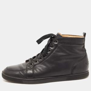 Christian Louboutin Black Leather Rantus Orlato High Top Sneakers Size 42.5