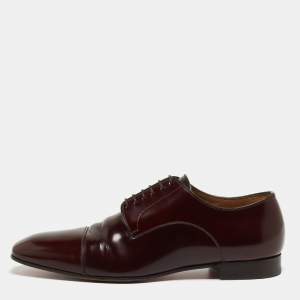 Christian Louboutin Burgundy Leather Lace Up Derby Size 43 