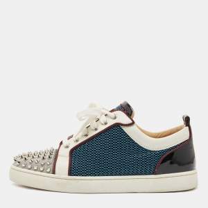 Christian Louboutin Multicolor Leather and Mesh Louis Junior Spikes Sneakers Size 40.5