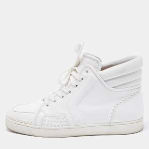 Christian Louboutin White Leather High Top Sneakers Size 43