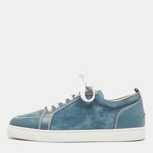 Christian Louboutin Blue Suede and Leather Rantulow Sneakers Size 44.5