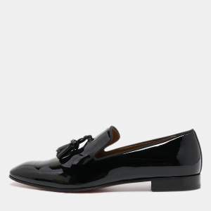 Christian Louboutin Black Patent Leather Dandelion Tassel Loafers Size 43