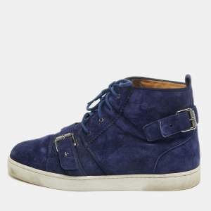 Christian Louboutin Blue Suede Reglisse High Top Sneakers Size 43