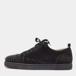 Christian Louboutin Black Suede Louise Spike Low Top Sneakers Size 43 
