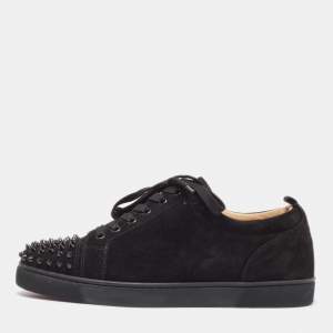 Christian Louboutin Black Suede Louis Junior Spikes Sneakers Size 43