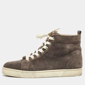 Christian Louboutin Brown Suede Rantus orlato High Top Sneakers  Size 41