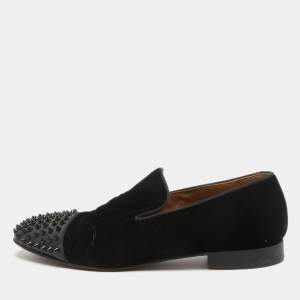 Christian Louboutin Black Velvet Spooky Spikes Smoking Slippers Size 41