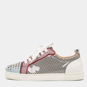 Christian Louboutin Multicolor Patent and Fabric Louis Junior Spikes Sneakers Size 41