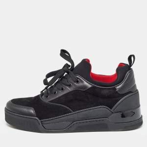 Christian Louboutin Black Leather and Suede  Aurelien Sneakers Size 40