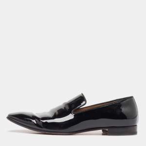 Christian Louboutin Black Patent Leather Dandelion Smoking Slippers Size 43