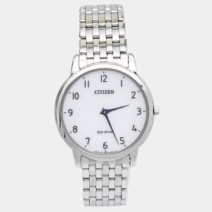 Citizen White Stainless Steel Eco-Drive G820 Men's Wristwatch 39 mm
