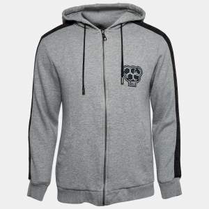 Class by Roberto Cavalli Grey Applique Cotton Zip-Up Hoodie L