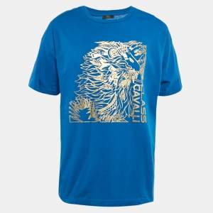 Class by Roberto Cavalli Blue Lion Print Jersey T-Shirt XL
