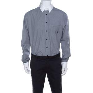 Class by Roberto Cavalli Gingham Checked Cotton Contrast Collar Shirt 3XL