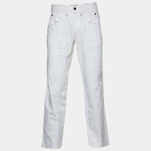 Class by Roberto Cavalli White Cotton Straight Leg Trousers L