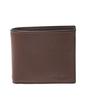 Coach Brown Leather ID Compact Bifold Wallet