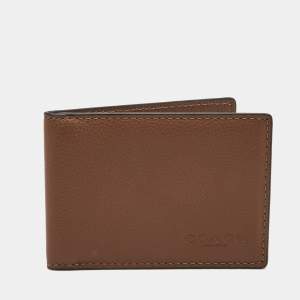 Coach Brown Leather Bifold Card Case  