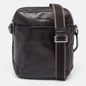 Coach Black Leather Heritage Web Messenger Bag