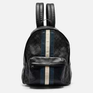 Coach Black Coated Canvas and Leather New Varsity Charles Backpack