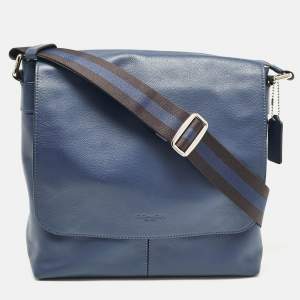 Coach Navy Blue Leather Charles Messenger Bag