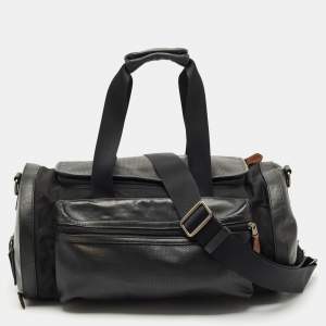 Coach Black Perforated Leather and Nylon Terrain Trek Duffel Bag