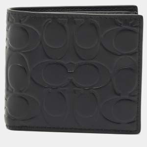 Coach Black Signature Embossed Leather Bifold Wallet