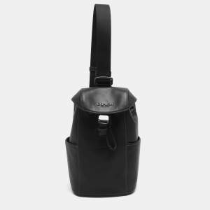 Pre Owned Coach Racer Black Leather Pack Bag