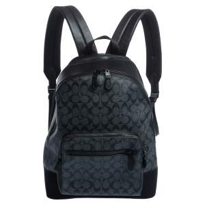 Coach Black Coated Canvas and Leather West Backpack 