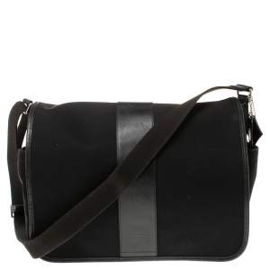 Coach Black Nylon and Leather Trim Large Messenger Bag