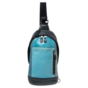 Coach Two Tone Blue Leather Manhattan Sling Backpack