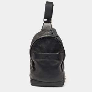 Coach Black Leather and Mesh Metropolitan Sling Backpack