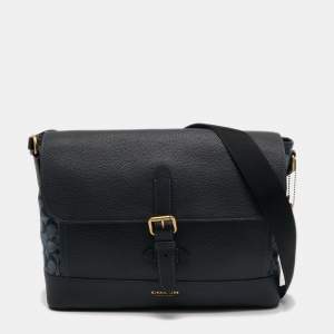 Coach Blue Signature Canvas an Leather Hudson Messenger Bag
