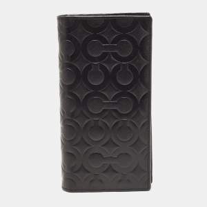 Coach Black Signature Embossed Leather Breast Pocket Long Wallet