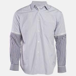 Comme des Garcons Blue/White Cotton Detachable Sleeve Shirt XS