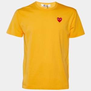 Comme des Garcons Play Yellow Heart Patch Cotton Crew Neck T-Shirt L
