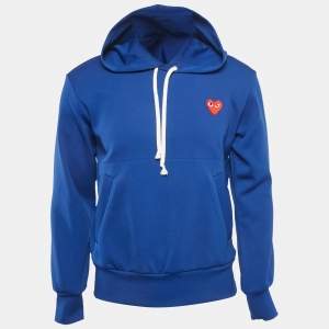 Comme des Garcons Blue Heart Applique Jersey Hoodie S