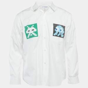 مملوكة مسبقًا Comme des Garçons White Printed Cotton Oversized Shirt S
